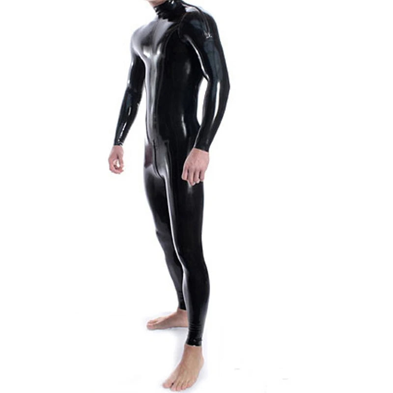 Sexy Catsuit Preto de Látex Unissex - Macacão Erótico para Homens e Mulheres