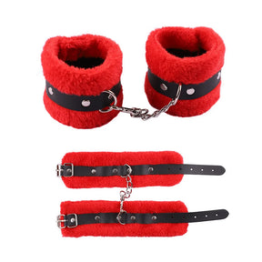 Conjunto de Algemas de Pelúcia e Máscara para os Olhos Brinquedos Sexuais para BDSM e Bondage