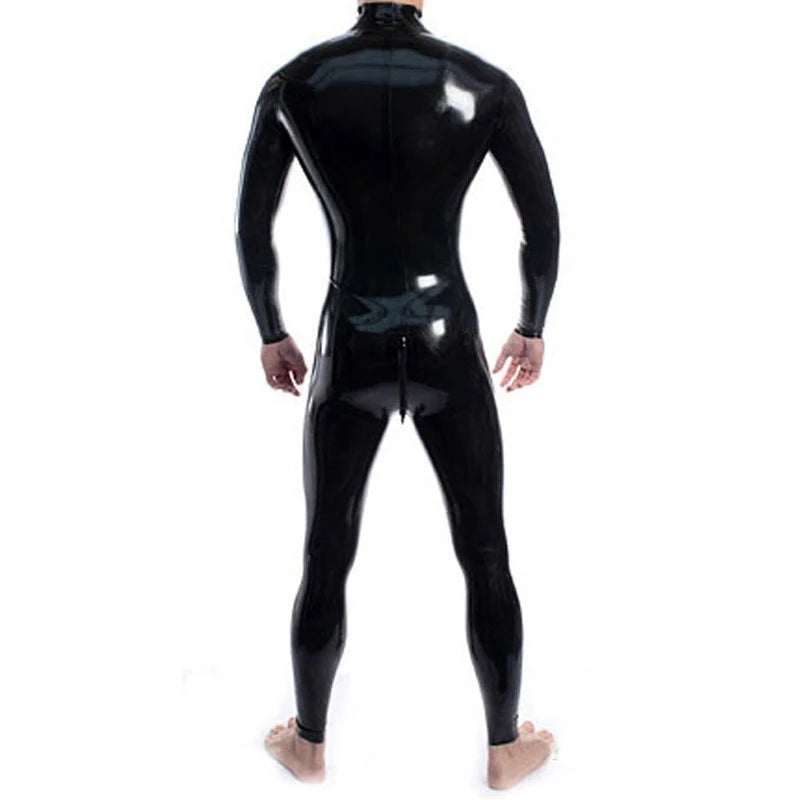 Sexy Catsuit Preto de Látex Unissex - Macacão Erótico para Homens e Mulheres