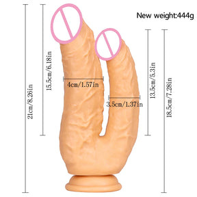 Duplo Vibrador com Ventosa - Pênis Realista para Casais e Masturbação