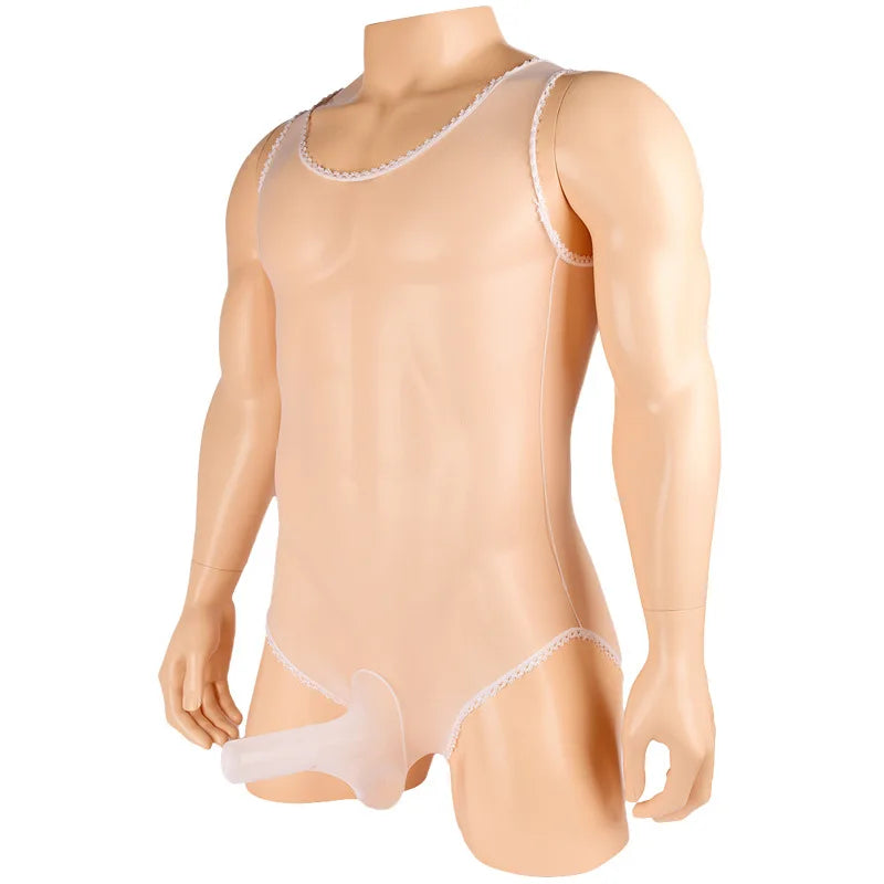 Sexy Masculino Erótico Sheer Bodysuit