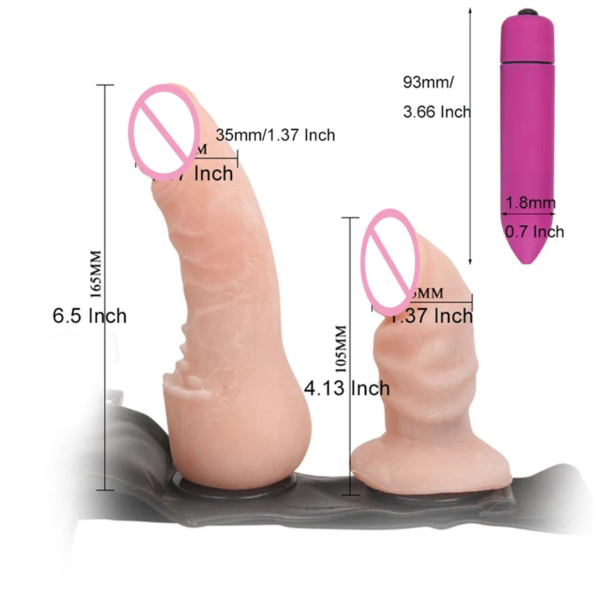 Cinta Vibrador Duplo Realista para Mulheres, Homens e Casais - Calcinha Vibrador Flexível e Ajustável