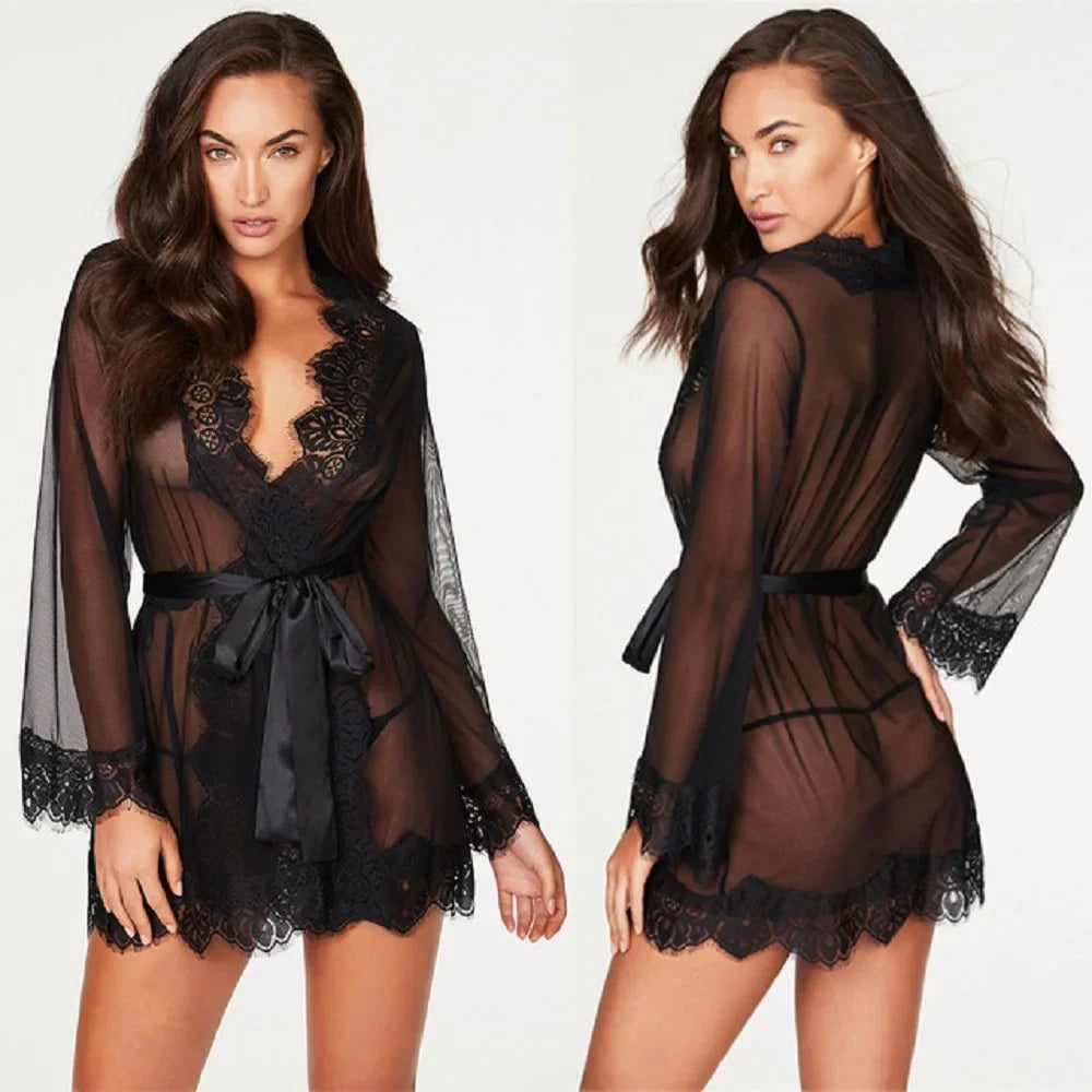 Encanto Noturno: Babydoll de Renda Transparente