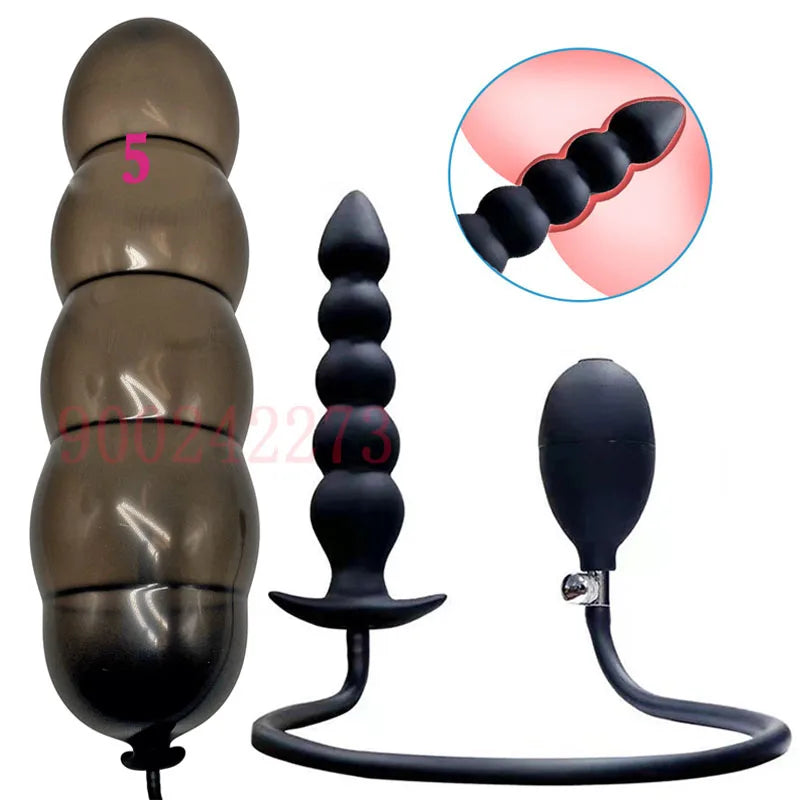 Super Longo Plug Anal Inflável com Vibrador - Massagem de Próstata e G-Ponto