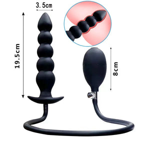 Super Longo Plug Anal Inflável com Vibrador - Massagem de Próstata e G-Ponto