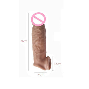 Extensor Realista de Pênis em Silicone - Manga Peniana Reutilizável