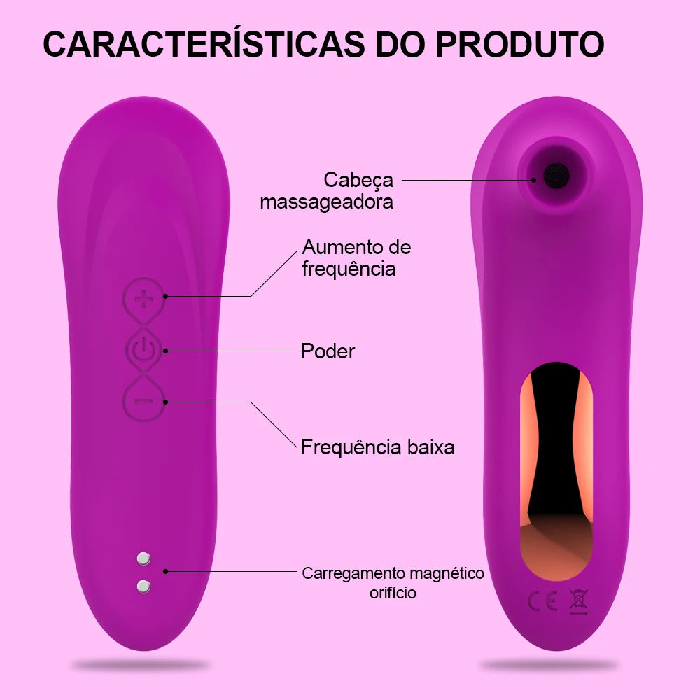 Sugador Clitoriano e Vibrador Feminino - Estimulador de Clitóris e Mamilo com Sucção e Vibração