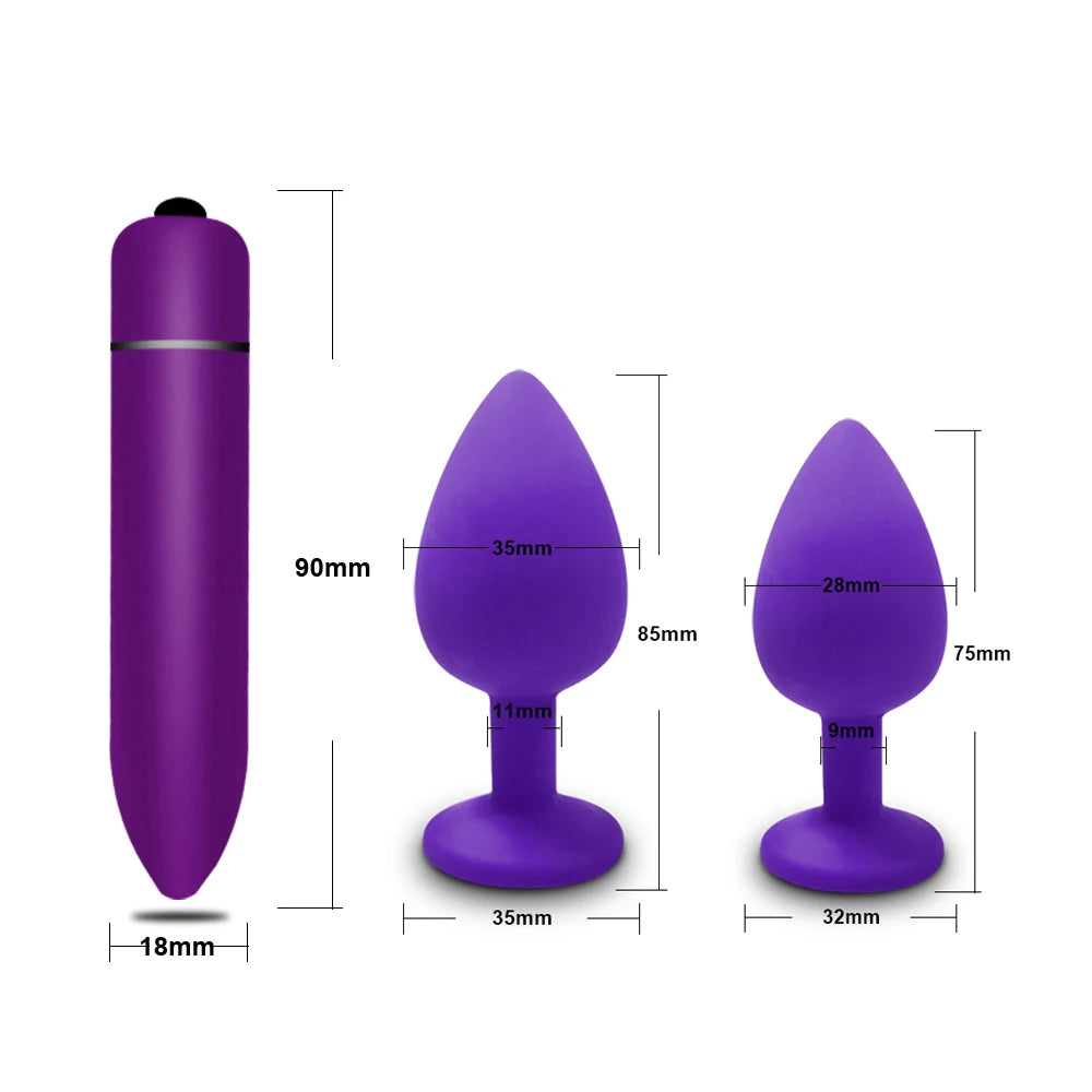 Plugue Anal Vibrador S/M/L - Brinquedo Sexual de Silicone para Mulheres e Homens