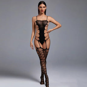 Sexy Lingerie Feminina - Bodysuit Fishnet Erótico com Viriha Aberta | HotBliss