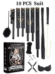 Conjunto de BDSM Bondage Exótico para Adultos - Kit Completo de 10 Peças