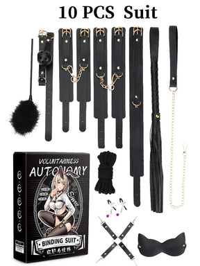 Conjunto de BDSM Bondage Exótico para Adultos - Kit Completo de 10 Peças