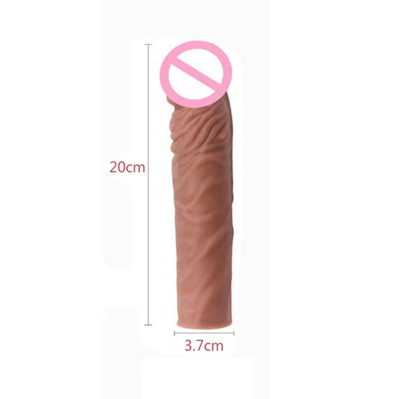 Extensor Realista de Pênis em Silicone - Manga Peniana Reutilizável