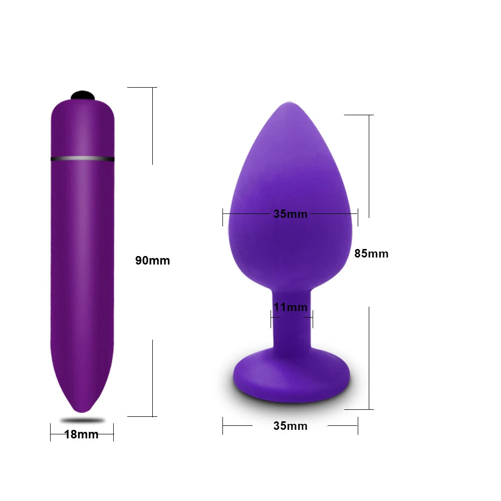 Plugue Anal Vibrador S/M/L - Brinquedo Sexual de Silicone para Mulheres e Homens