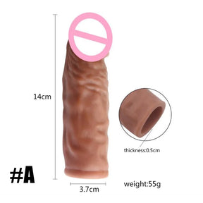 Extensor Realista de Pênis em Silicone - Manga Peniana Reutilizável