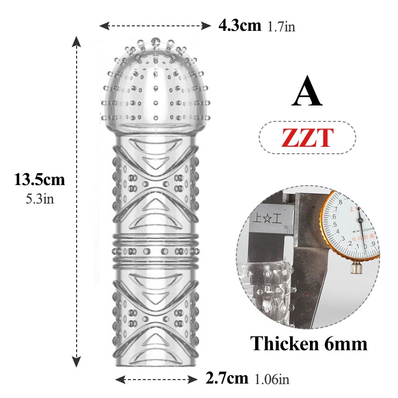 Extensor Realista de Pênis em Silicone - Manga Peniana Reutilizável