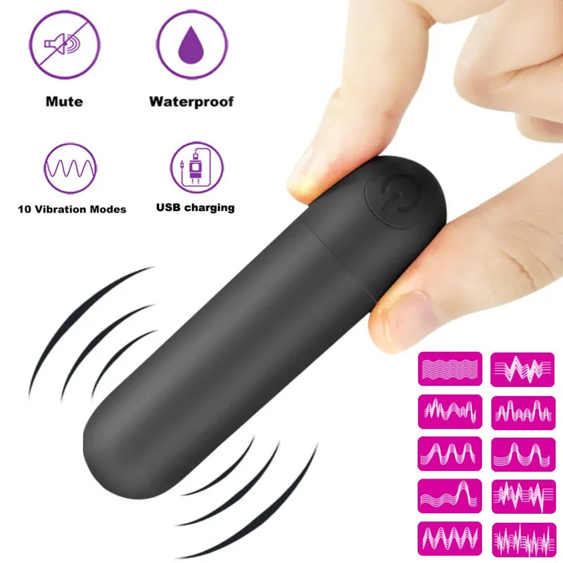 Mini Vibrador Bala USB - Estimulador Clitoral e Vaginal com 10 Velocidades