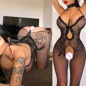 Lingerie Sexy Feminina Crotchless Bodystockings Fishnet Corpo