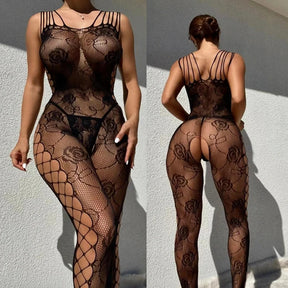 Sexy Lingerie Feminina - Bodystocking Preto com Viriha Aberta | HotBliss