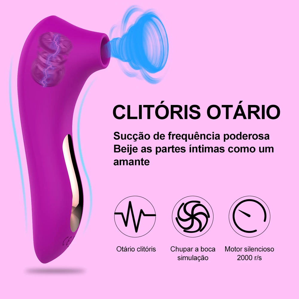 Sugador Clitoriano e Vibrador Feminino - Estimulador de Clitóris e Mamilo com Sucção e Vibração