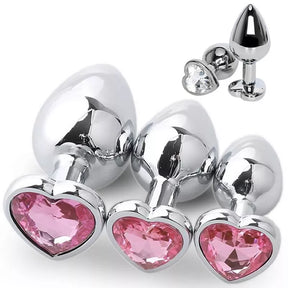 Elegance Crystal Heart - Plug Anal em Aço Inoxidável com Cristal