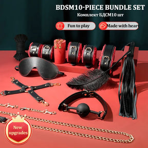 Conjunto de BDSM Bondage Exótico para Adultos - Kit Completo de 10 Peças