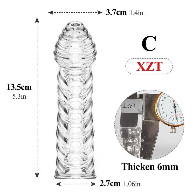 Extensor Realista de Pênis em Silicone - Manga Peniana Reutilizável